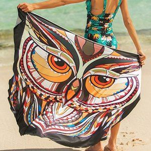 Women 's  Orange Owl Convertible Swimsuit Cover-Up NEW